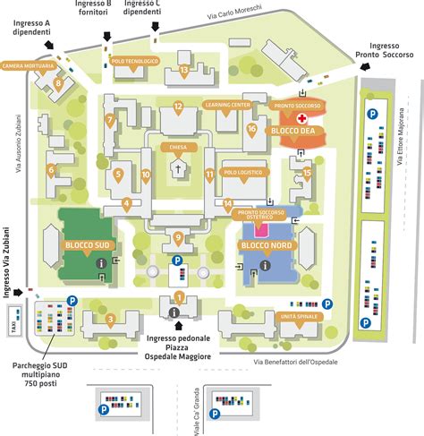 Mappa dell'area con evidenziato l'Ospedale Sacro Cuore