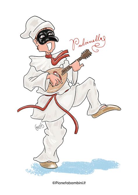 Schema che illustra la fusione simbolica della maschera di Pulcinella