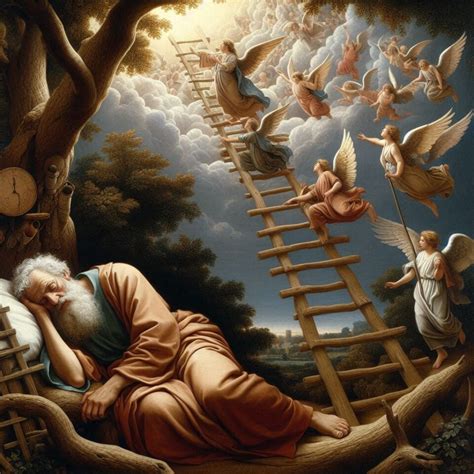Schema della visione della scala di Giacobbe tra terra e cielo