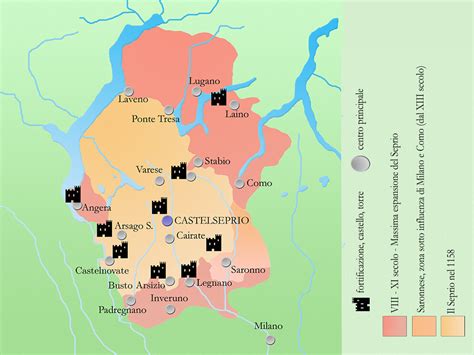 Mappa storica del territorio del Seprio e dei collegamenti viari tra Milano e il Lago Maggiore