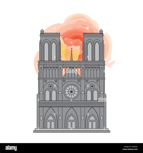 Disegno schematico della facciata principale della Cattedrale di Notre Dame