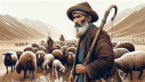 Un dettaglio ingrandito del dipinto che mostra il pastore che guarda verso l'oggetto volante.