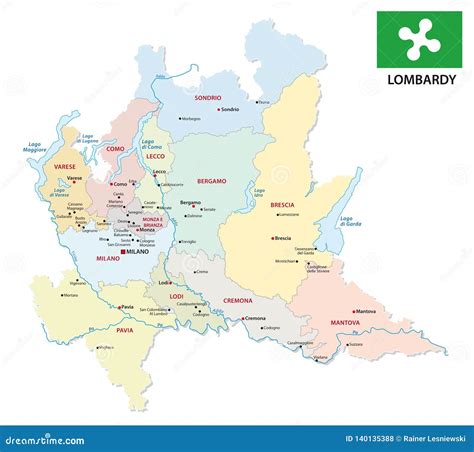 Mappa del territorio agricolo della Lombardia, evidenziando il distretto di Orzinuovi