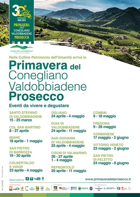 infografica che mostra il calendario della Primavera del Prosecco e i periodi migliori per eventi all'aperto a Valdobbiadene