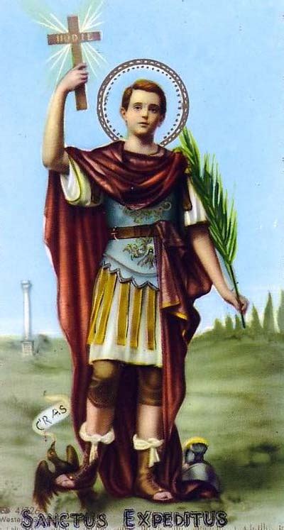 iconografia di San Espedito con croce e corvo