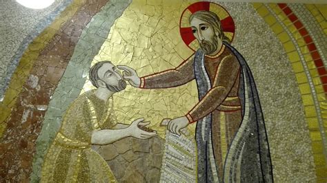 Illustrazione del Confiteor con un sacerdote che si batte il petto.