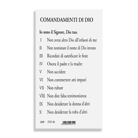 Un elenco di comandamenti con icone illustrative.