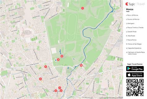 Mappa delle chiese di Monza con indicazione di Santa Gemma