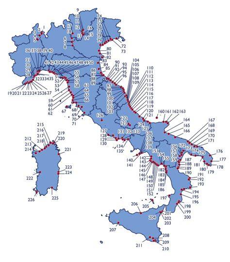 Mappa delle località italiane legate alla provenienza di opere d'arte rinascimentali
