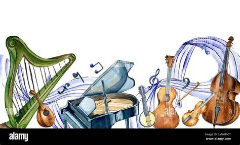 Illustrazione di strumenti musicali biblici come arpa e cetra
