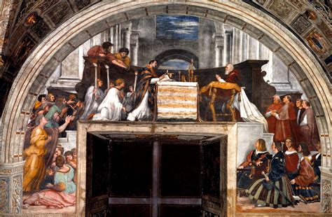 Dettaglio dell'affresco di Raffaello che illustra il Miracolo di Bolsena.