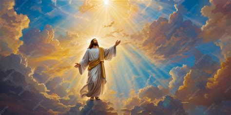 illustrazione di Gesù risorto che ascende al cielo
