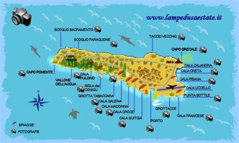 Mappa dell'Italia con focus su Lampedusa e le rotte migratorie