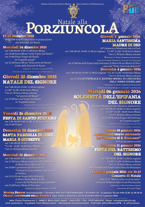 Locandina eventi Natale 2025 Basilica Porziuncola