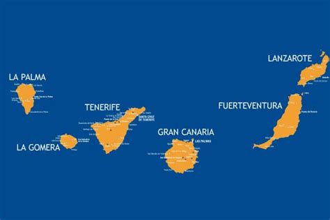 Mappa dettagliata delle Isole Canarie con le isole principali