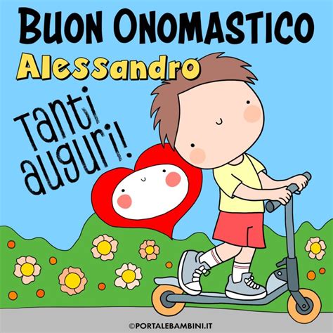 illustrazione festiva con la scritta Buon Onomastico Alessandro e elementi di festa