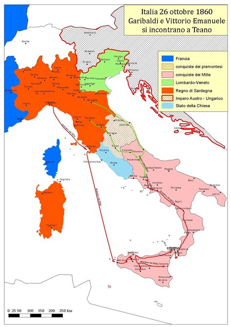 Mappa delle campagne garibaldine o del Risorgimento in Italia