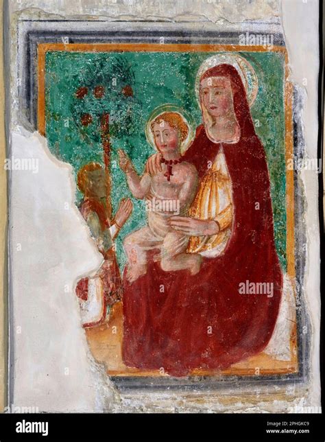 illustrazione medievale della Madonna che sanguina o affresco storico del miracolo