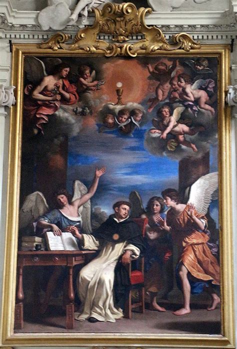Incisione o dipinto di San Tommaso d'Aquino che scrive