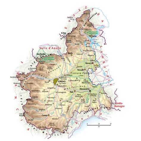 Mappa del Piemonte con evidenziate Novara e la Val Vigezzo