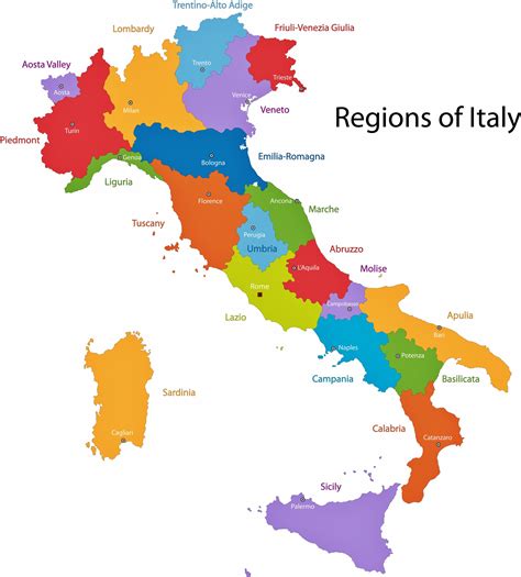 mappa delle regioni italiane suddivise per competenza di vigilanza mineraria