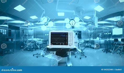 Immagine stilizzata di una sala operatoria moderna con elementi tecnologici