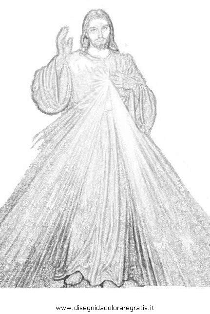 Disegno di Gesù Misericordioso con i due raggi (rosso e pallido) che escono dal petto.