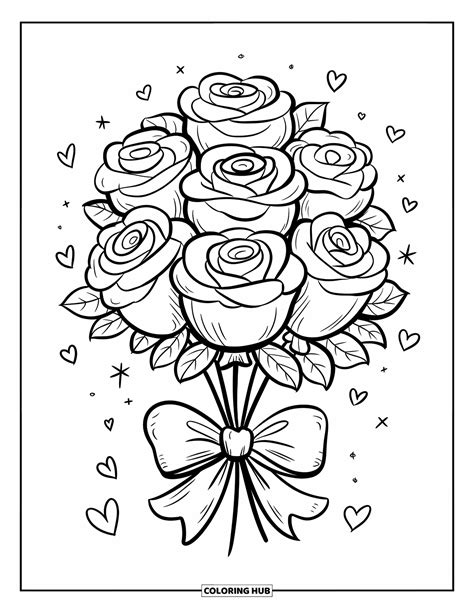 Collage di diversi disegni di rose da colorare: bouquet, singole, astratte.