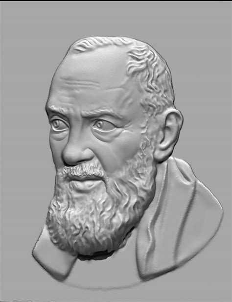 Rendering o wireframe del modello 3D di Padre Pio