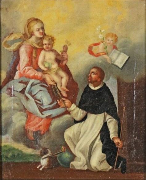 illustrazione di San Domenico che riceve il rosario dalla Madonna