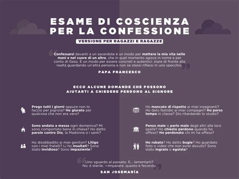 Infografica: domande per l'esame di coscienza e il processo della confessione