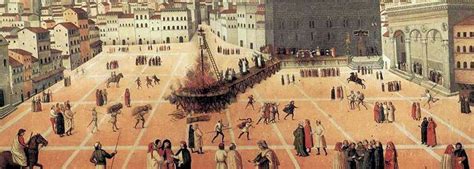 Affresco o illustrazione raffigurante il rogo di Girolamo Savonarola