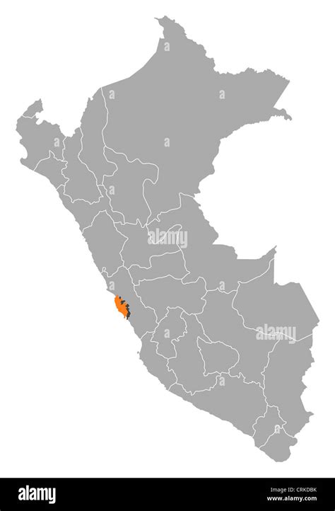 Mappa del Perù con evidenziata la regione di Lima