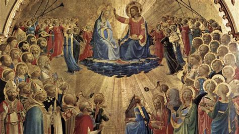 Illustrazione raffigurante i Misteri Gloriosi del Rosario (Resurrezione, Ascensione, Pentecoste, Assunzione, Incoronazione di Maria)