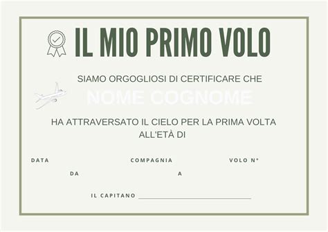 esempio di certificato del battesimo del volo personalizzato