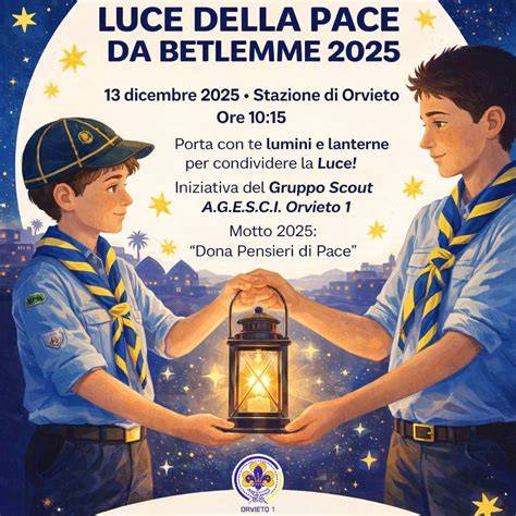 Foto di gruppo di scout con la lanterna della Luce di Betlemme