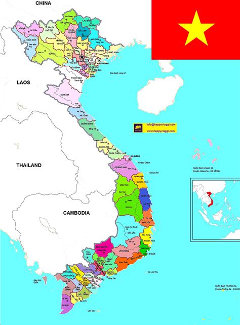 Mappa del Vietnam con i luoghi dei martiri