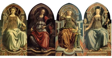 Dettaglio di una miniatura raffigurante le virtù cardinali o figure storiche.