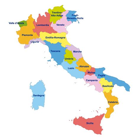 Mappa dell'Italia con evidenziate le regioni partecipanti alla Settimana del Cervello