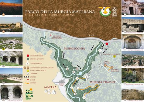 Mappa delle chiese rupestri di Matera e del parco della Murgia