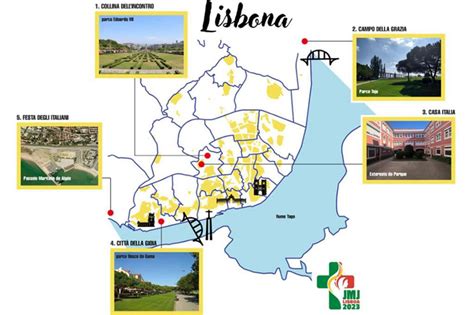Mappa schematica dei luoghi principali della GMG a Lisbona