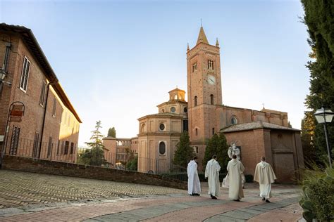 Strada panoramica tra i cipressi che conduce all'Abbazia di Monte Oliveto Maggiore