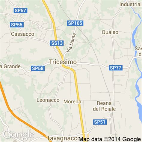 Mappa dell'area di Tricesimo con le chiese principali
