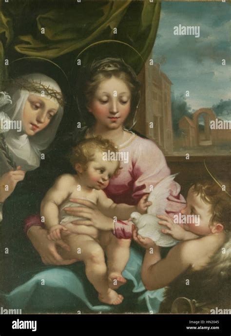 Dettaglio della composizione centrale con Santa Caterina e il Bambino Gesù