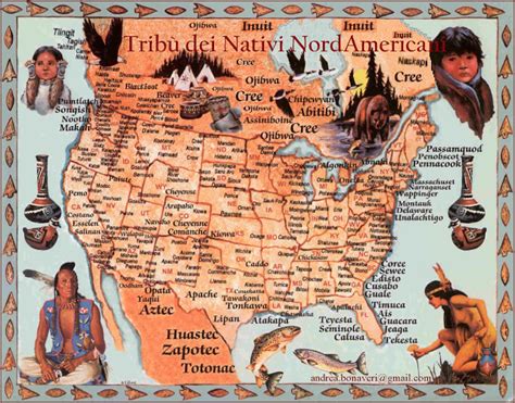 Mappa che illustra la distribuzione geografica delle principali tribù native americane negli Stati Uniti