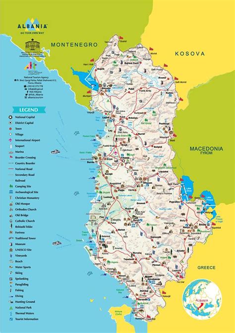 mappa dell'Albania con indicazioni storiche