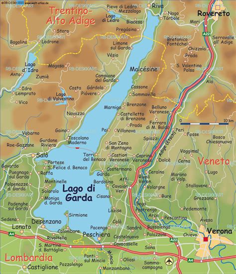Mappa del Lago di Garda settentrionale con evidenziati i comuni di Arco, Riva del Garda e Nago-Torbole, indicando l'area di coltivazione