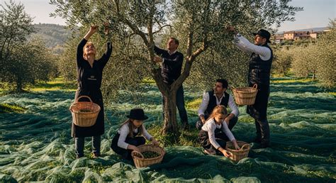 Foto di olive mature pronte per la raccolta su un albero o in ceste appena raccolte
