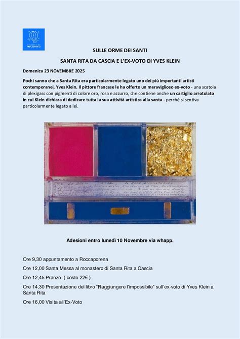 L'ex-voto di Yves Klein per Santa Rita