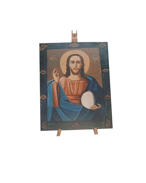 Dipinto occidentale di Cristo con tunica rossa e mantello blu